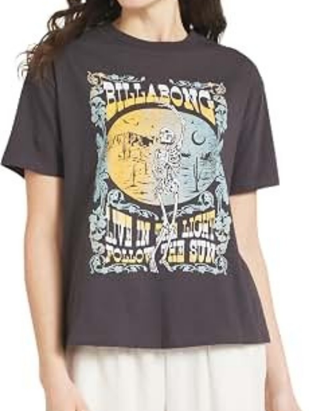 NWT Billabong Walk With Me Women's OversizeTee Shirt Black Large BL16TE176 BSD1